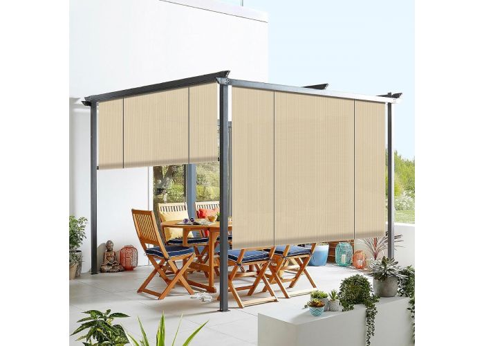 Beige 4ft x 6ft polyethylene 90 UV Block roller shade Windscreen4less