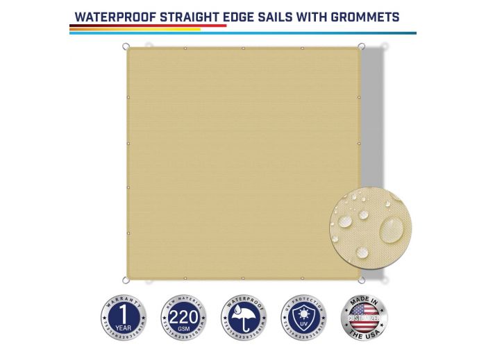 Yellow Customize Straight Edge Sun Shade Sail Outdoor Patio Awning UV Pool Cover 
