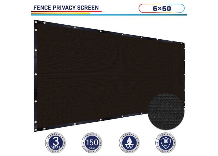 Windscreen4less Heavy Duty Privacy Screen Fence in Color Solid Black 4 x 6 Brass Grommets w/3-Year Warranty 150 GSM Customized