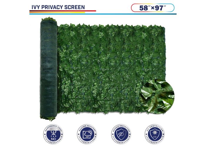 Windscreen4less 58x97"in Faux Ivy Privacy Fence Artificial Fencing Outdoor Decor 