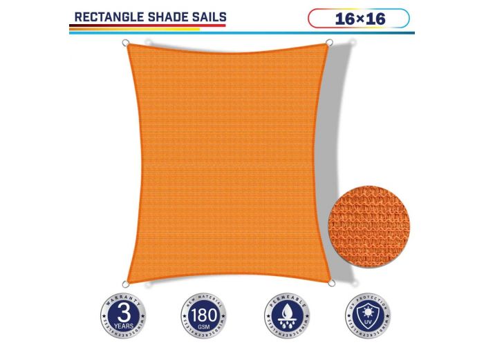 Sun Shade Sail 12x8FT 97% UV Block Rectangle Canopy Outdoor Pool Bright Orange