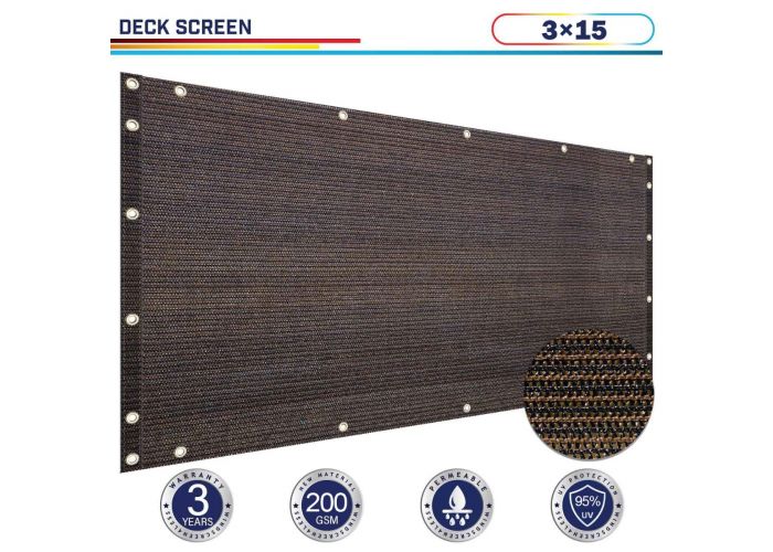 3 ft. x 15 ft. Deck Balcony Privacy Screen for Deck Pool Fence Railings Apartment Balcony Privacy Screen