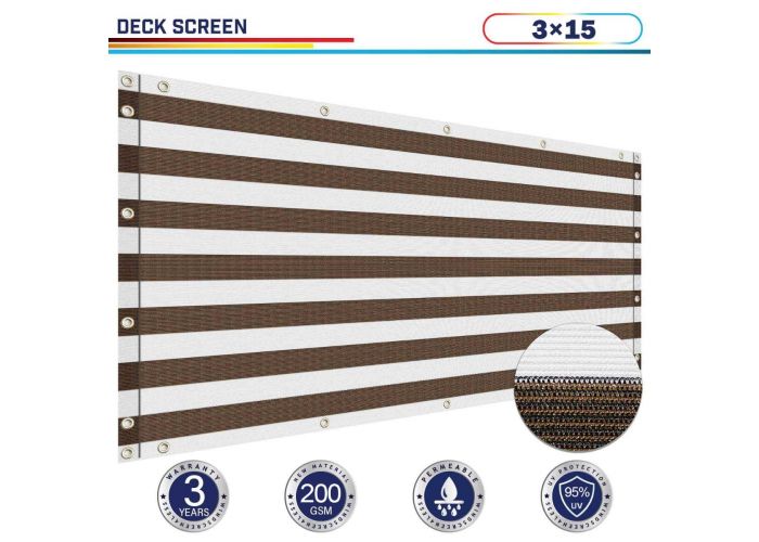 3 ft. x 15 ft. Deck Balcony Privacy Screen for Deck Pool Fence Railings Apartment Balcony Privacy Screen