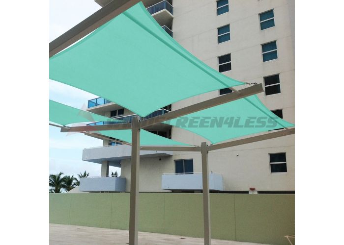 Windscreen4less Terylene Waterproof 12ft x 12ft Rectangle Curve Edge Sun  Shade Sail Canopy in Color Turquoise Green for Outdoor Patio Backyard UV 