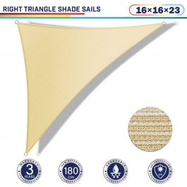 Beige 16ft x 16ft x 23ft 180GSM polyethylene sun shade sail canopy